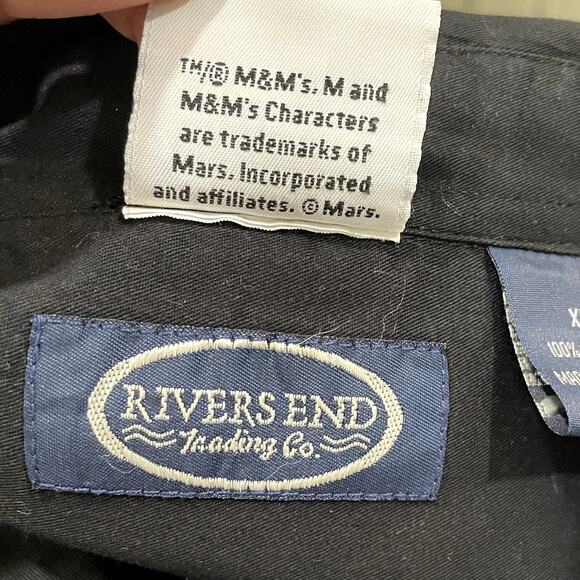 Planet Mars M&M Size XL Shirt Button Up Long Sleeve Embroidered Candy Black - Picture 7 of 8